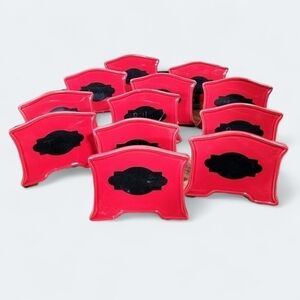 Set of 12 Red Ceramic Place Holder with Black chalkboard and frame style